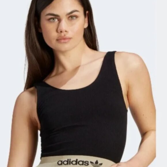 NWT Adidas Black and Tan Ribbed Brami Size Small - Picture 1 of 5